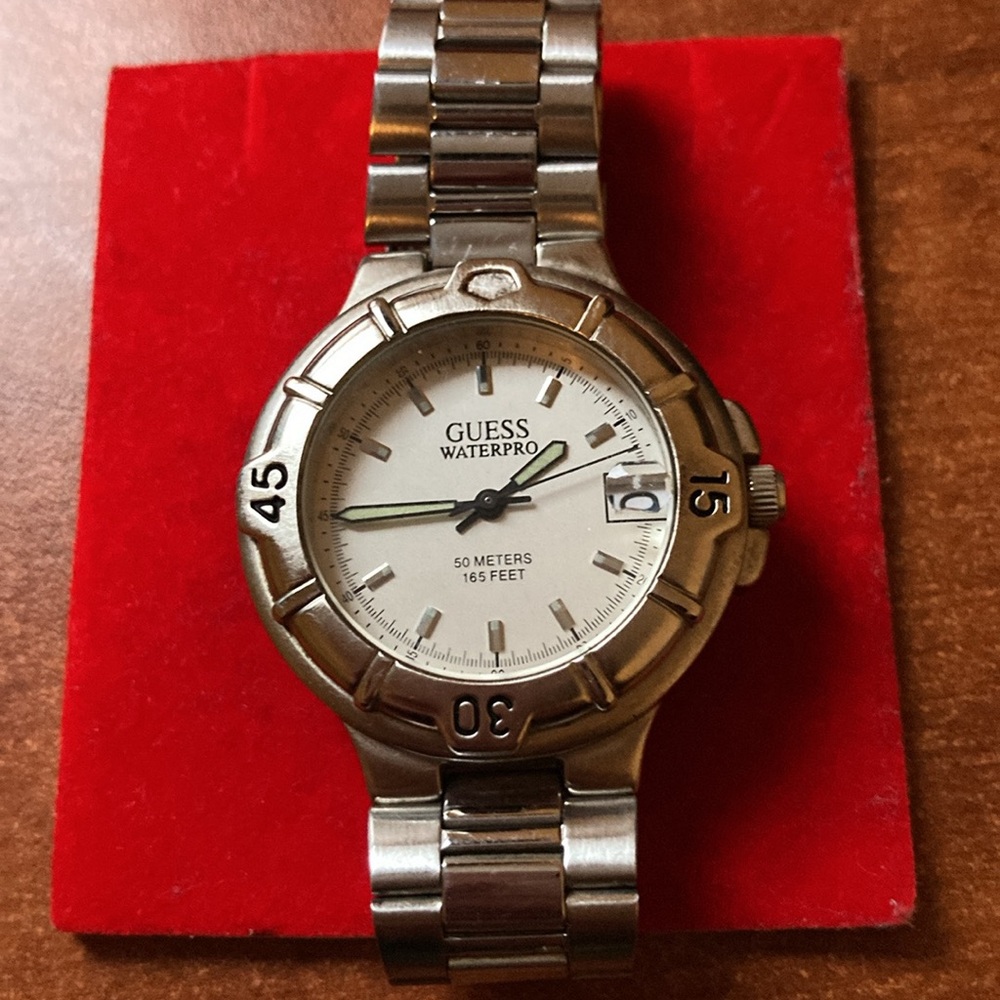 Guess Waterpro Silver Watch with White Dial